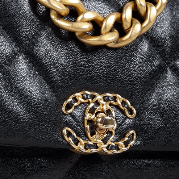 Chanel 19 Large Black Lambskin Quilted Handbag - Picture 9 of 14